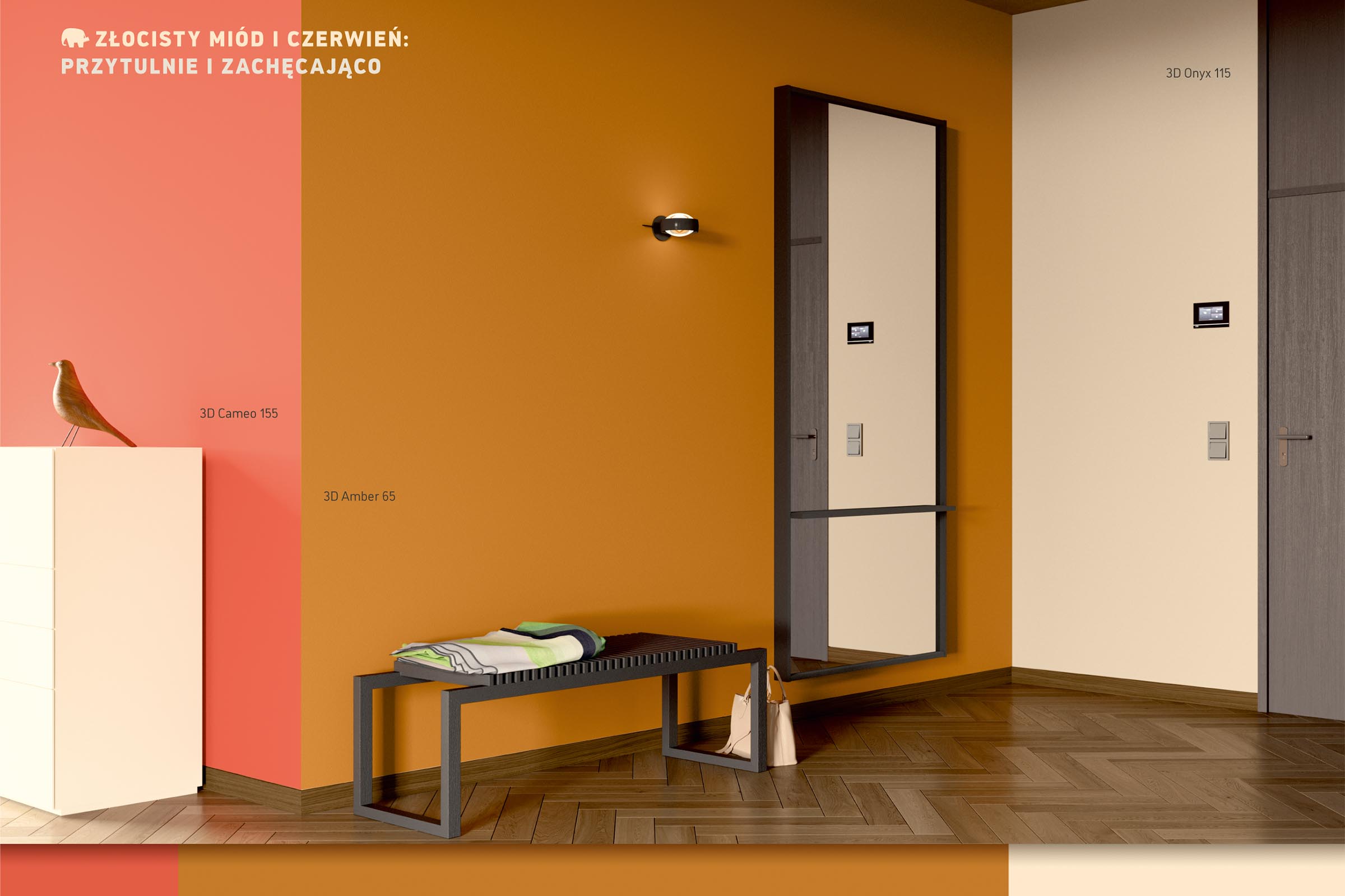 brązy kolory miodowe w pokoju farby